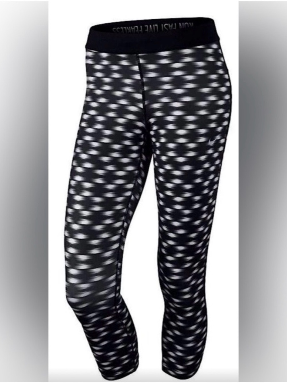 Nike Run Fast Live Fearless Black and White Print Leggings size M Dri fit